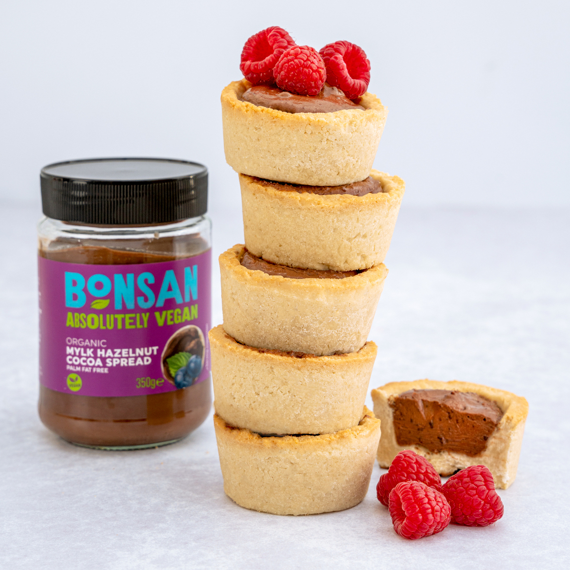 MINI CHOCOLATE HAZELNUT TARTS | Bonsan Absolutely Vegan