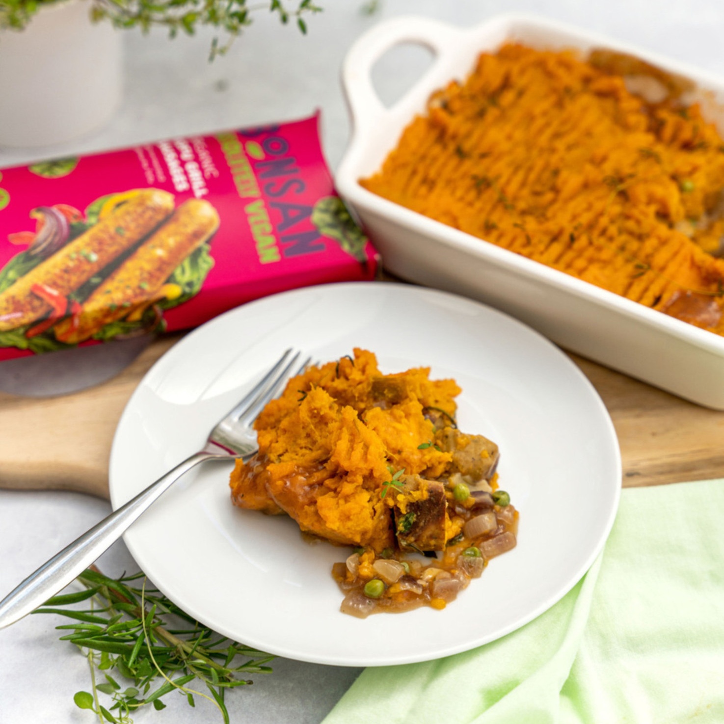 Vegan Sausage and Mash Pie | Bonsan Absolutely Vegan
