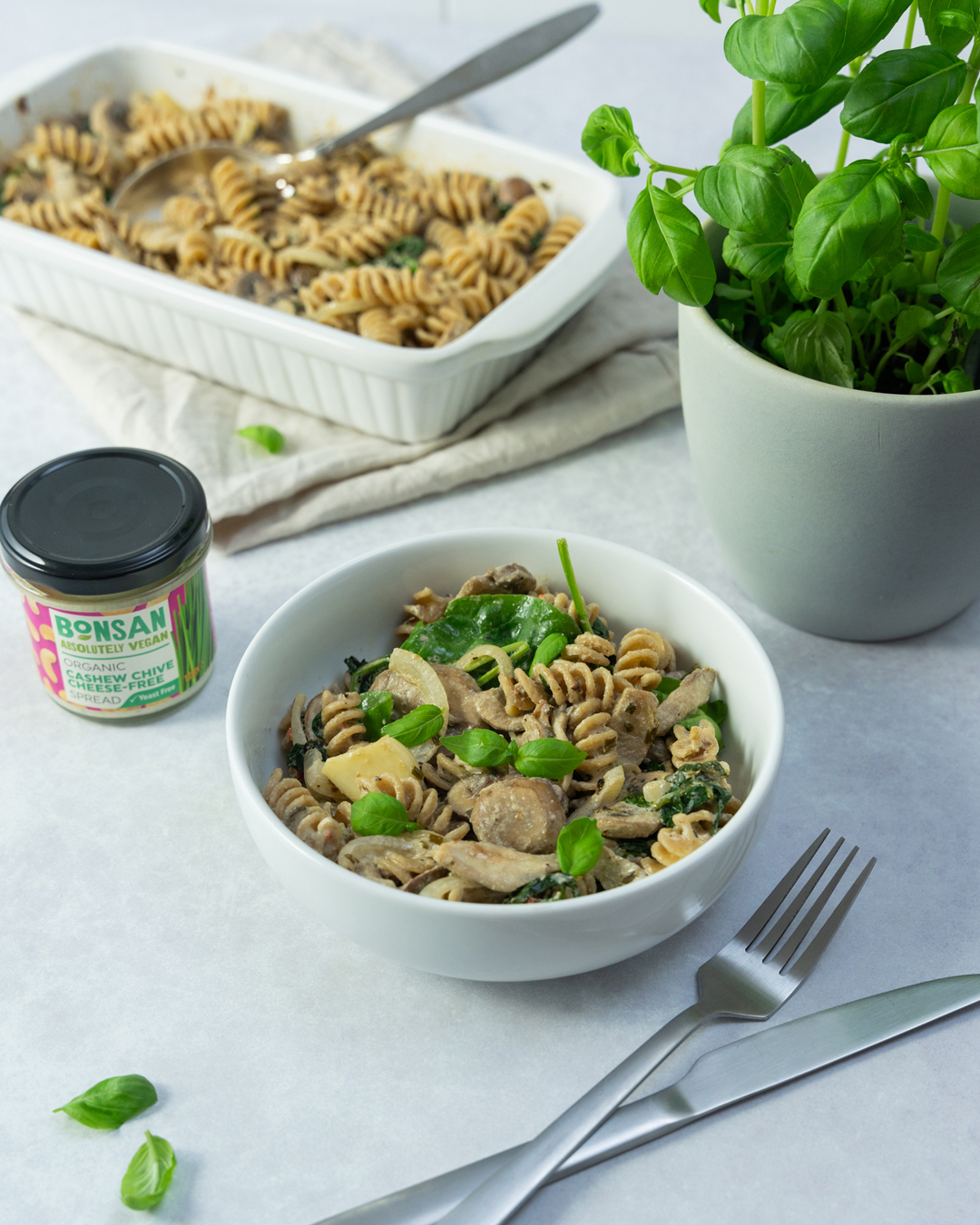 Plant-based Creamy Mushroom Pasta | Bonsan Absolutely Vegan